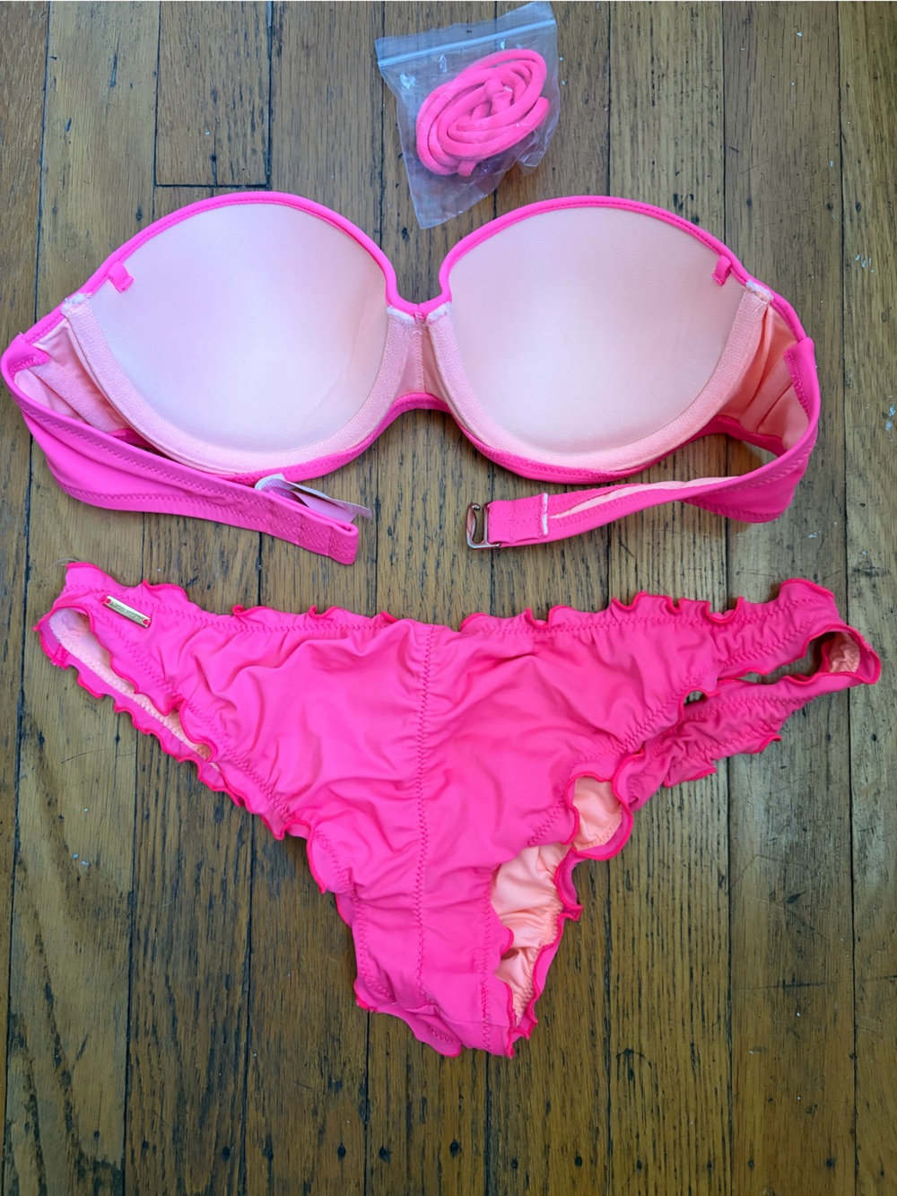 Victoria's Secret Neon Pink Ruffle Bikini Set - Picture 2 of 5